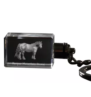 Basque Mountain Horse - Crystal pendant with photo of a horse, illuminated pendant, unique gift by Art-Dog brand