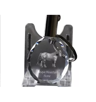 Baskisches Bergpferd - pendant with a picture of a horse, crystal key ring in a gift box, unique gift by Art-Dog brand