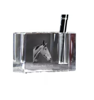 Australian Stock Horse - Pen stand, crystal organiser with picture of a horse, unique desk decoration by Art-Dog brand