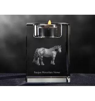 Cheval de montagne basque - Bougeoir avec image d'un cheval, porte bougie en cristal, cadeau personnalisé par la marque Art-Dog