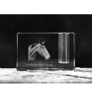 Cheval d'élevage australien - Porte-stylos, organiseur en cristal avec image d'un cheval, décoration de bureau unique par la marque Art-Dog