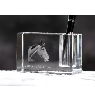 Australian Stock Horse - Pen stand, crystal organiser with picture of a horse, unique desk decoration by Art-Dog brand