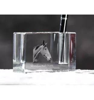Cheval d'élevage australien - Porte-stylos, organiseur en cristal avec image d'un cheval, décoration de bureau unique par la marque Art-Dog