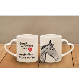 Australian Stock Horse - cup with a dog, adorable cup with a heart-shaped handle, universal gift from the Art-Dog brand