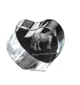 Cheval de montagne basque - une photo de cheval dans un cristal, un cœur en cristal, un cadre exceptionnel avec une photo de la marque Art-Dog