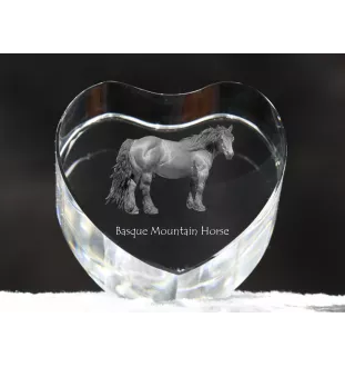 Cheval de montagne basque - une photo de cheval dans un cristal, un cœur en cristal, un cadre exceptionnel avec une photo de la marque Art-Dog
