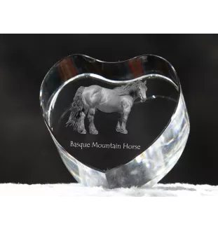 Cheval de montagne basque - une photo de cheval dans un cristal, un cœur en cristal, un cadre exceptionnel avec une photo de la marque Art-Dog