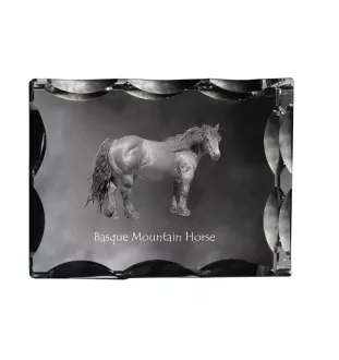 Cheval de montagne basque - Kristall mit einem Pferdebild, Glasstatuette mit einem Bild, einzigartiger Bilderrahmen der Marke Art-Dog