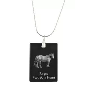 Baskisches Bergpferd - Crystal pendant with horse, silver necklace with photo, personalised pendant by Art-Dog brand