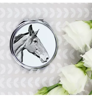 Australian Stock Horse - pocket mirror with a horse, personalized mirror for a purse, compact mirror with Art-Dog brand print