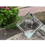 Basque Mountain Horse - crystal cube with a horse picture, horse picture in crystal, cubic paperweight from Art-Dog brand