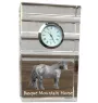 Basque Mountain Horse - glass clock with a photo, photo of a horse in crystal, personalized standing office clock by Art-Dog brand