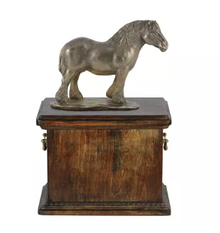 Belgijski, Percheron urna na drewnie z statuetką konia Art-Dog