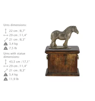 Belgijski, Percheron urna na drewnie z statuetką konia Art-Dog