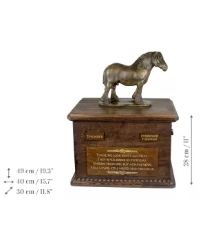 Percheron - Belge - urne pour cendres de cheval avec statuette, urne personnalisée avec gravure, grande boîte pour cendres de cheval de la marque Art-Dog