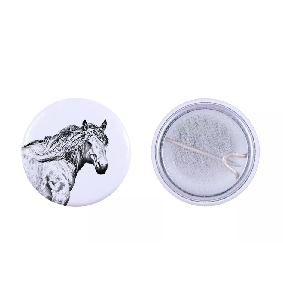 Basque Mountain Horse - shirt accessory, bag pin, perfect gift with the option to add your brand graphics from Art-Dog.