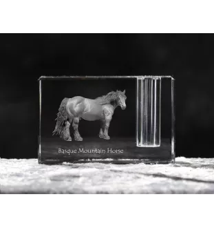 Baskisches Bergpferd - Stifthalter, Kristallorganisator mit Bild eines Pferdes, einzigartige Schreibtischdekoration der Marke Art-Dog