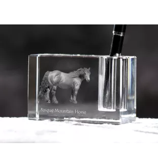 Baskisches Bergpferd - Stifthalter, Kristallorganisator mit Bild eines Pferdes, einzigartige Schreibtischdekoration der Marke Art-Dog