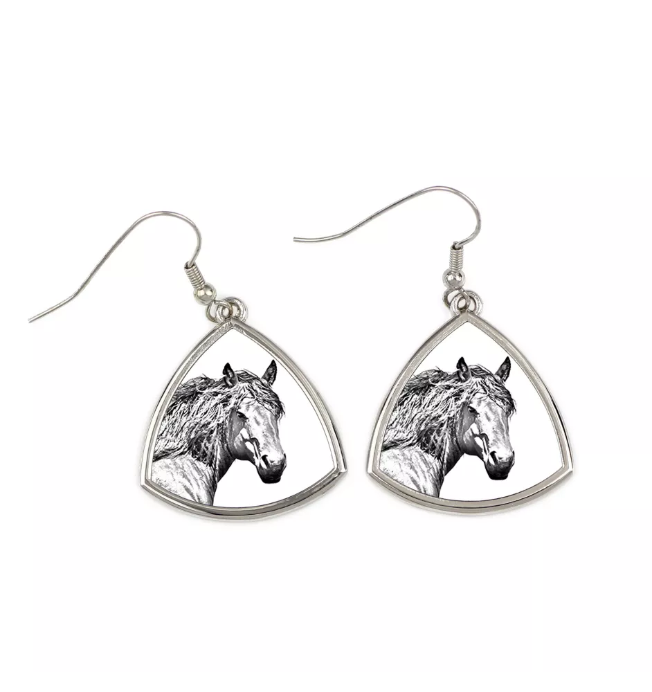Baskisches Bergpferd - Pferdeohrringe, hängende Ohrringe mit einem Bild, personalisierter Schmuck mit dem Aufdruck der Marke Art-Dog