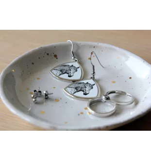 Baskisches Bergpferd - Pferdeohrringe, hängende Ohrringe mit einem Bild, personalisierter Schmuck mit dem Aufdruck der Marke Art-Dog
