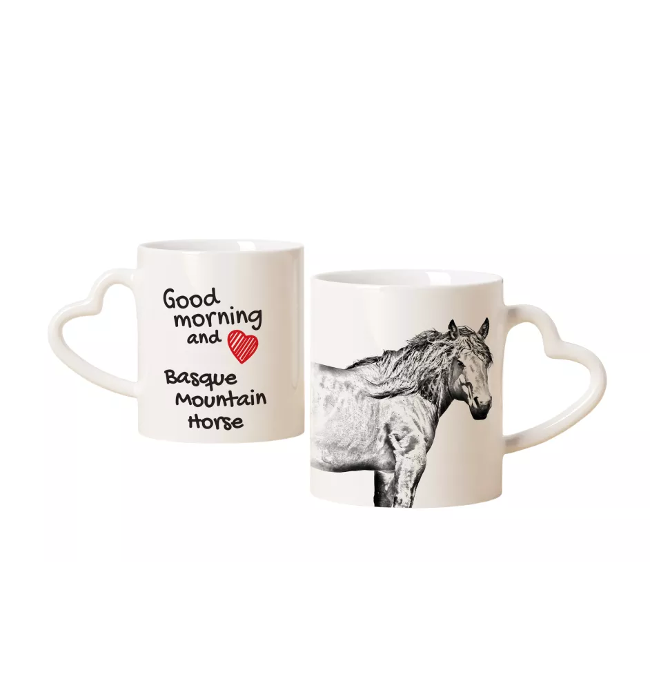 Basque Mountain Horse - cup with a dog, adorable cup with a heart-shaped handle, universal gift from the Art-Dog brand