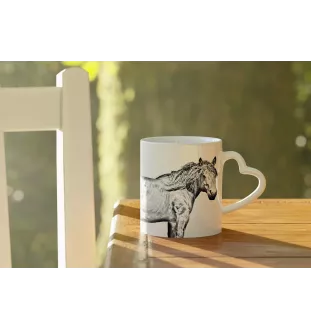 Basque Mountain Horse - cup with a dog, adorable cup with a heart-shaped handle, universal gift from the Art-Dog brand