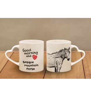 Baskisches Bergpferd - Tasse mit Hund, entzückende Tasse mit herzförmigem Henkel, universelles Geschenk der Marke Art-Dog