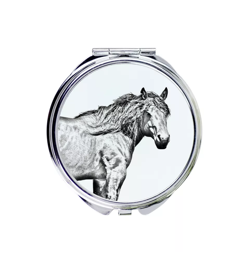 Cheval de montagne basque - miroir de poche avec cheval, miroir personnalisé pour sac à main, miroir compact avec impression de la marque Art-Dog