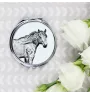Basque Mountain Horse - pocket mirror with a horse, personalized mirror for a purse, compact mirror with Art-Dog brand print