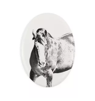 Clydesdale - commemorative plaque with a photo of a horse, tombstone plaque with a print, personalized oval plaque by Art-Dog brand