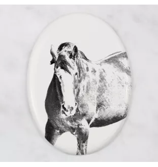 Clydesdale - Gedenktafel mit einem Pferdefoto, Grabplatte mit Druck, personalisierte ovale Platte von Art-Dog.