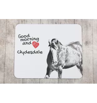 Clydesdale - tapis de souris imprimé, tapis de souris personnalisé avec un cheval, un gadget unique pour un employé de bureau de la marque Art-Dog