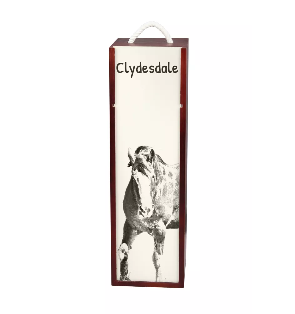 Clydesdale - boîte à vin avec un cheval, boîte à alcool avec une illustration, boîte cadeau personnalisée de la marque Art-Dog