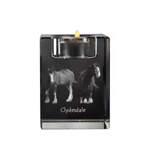 Clydesdale - Bougeoir avec image d'un cheval, porte bougie en cristal, cadeau personnalisé par la marque Art-Dog