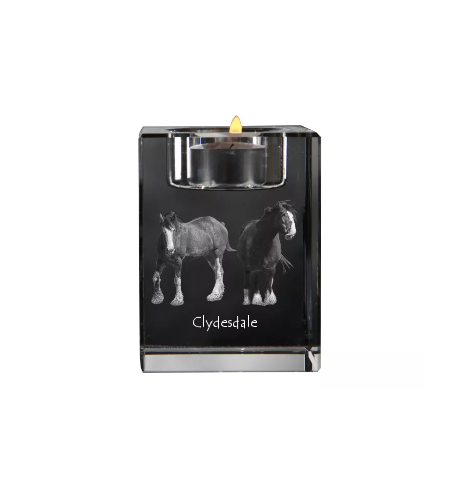 Clydesdale - Candle holder with picture of a horse, crystal tealight holder, personalised gift by Art-Dog brand