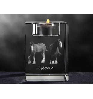 Clydesdale - Kerzenhalter mit Bild eines Pferdes, Teelichthalter aus Kristall, personalisiertes Geschenk der Marke Art-Dog
