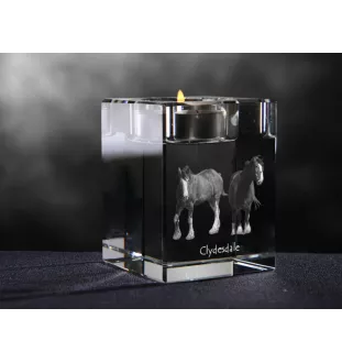 Clydesdale - Candle holder with picture of a horse, crystal tealight holder, personalised gift by Art-Dog brand