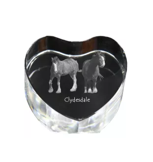 Clydesdale - une photo de cheval dans un cristal, un cœur en cristal, un cadre exceptionnel avec une photo de la marque Art-Dog