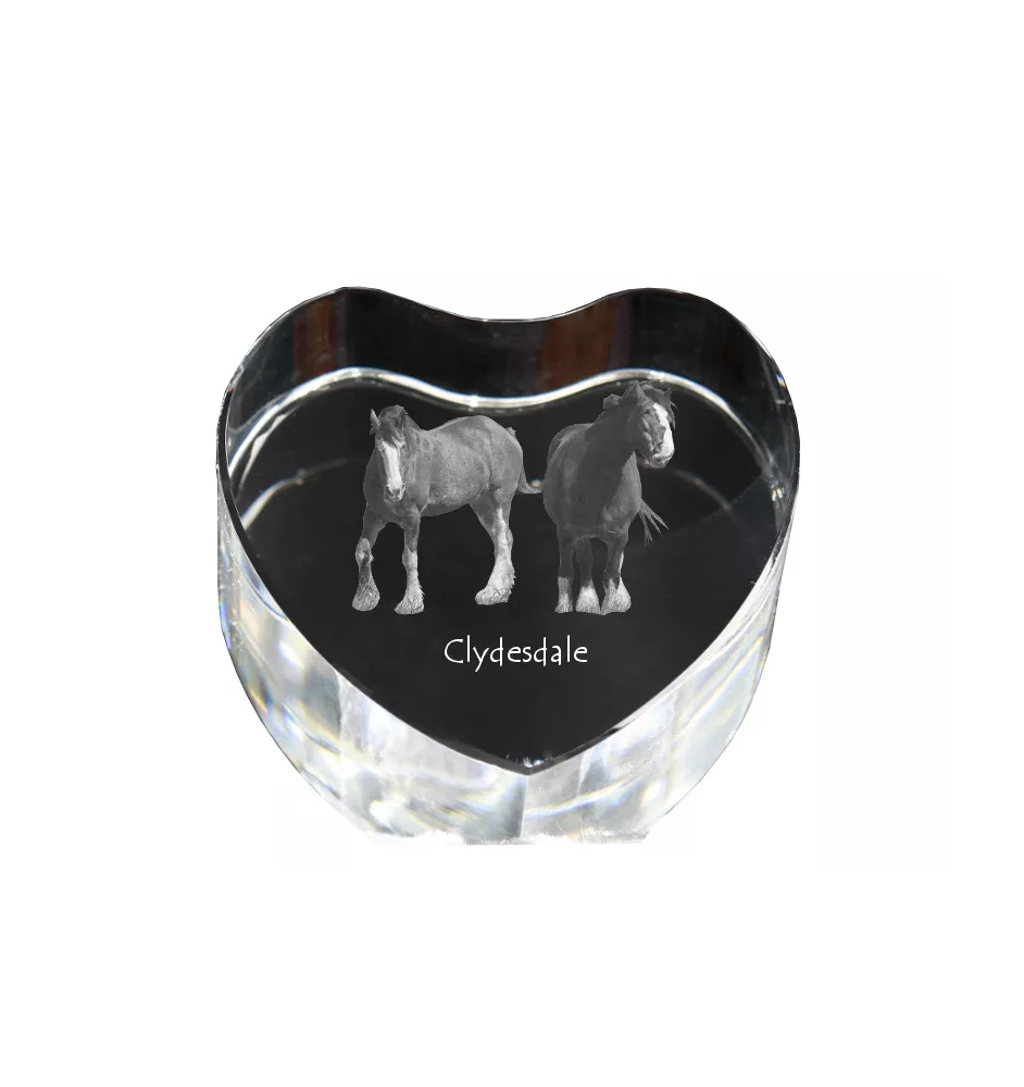 Clydesdale - une photo de cheval dans un cristal, un cœur en cristal, un cadre exceptionnel avec une photo de la marque Art-Dog