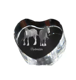 Clydesdale - une photo de cheval dans un cristal, un cœur en cristal, un cadre exceptionnel avec une photo de la marque Art-Dog