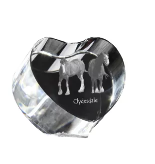 Clydesdale - Pferdefoto im Kristall, Kristallherz, einzigartiger Bilderrahmen der Marke Art-Dog