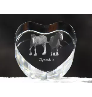 Clydesdale - a photo of a horse in crystal, a crystal heart, a unique frame with a photo from the Art-Dog brand