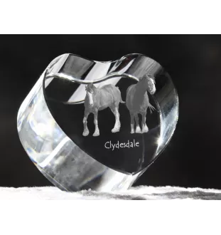 Clydesdale - une photo de cheval dans un cristal, un cœur en cristal, un cadre exceptionnel avec une photo de la marque Art-Dog