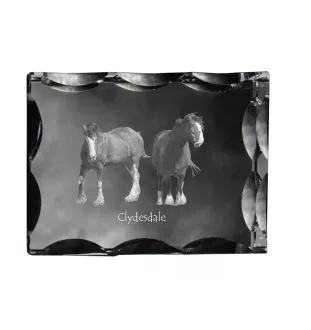 Clydesdale - Kristall mit einem Pferdebild, Glasstatuette mit einem Bild, einzigartiger Bilderrahmen der Marke Art-Dog