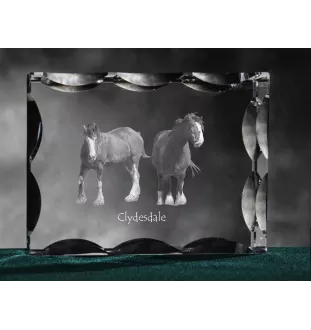 Clydesdale - kryształ ze zdjęciem konia, szklana statuetka ze zdjęciem, wyjątkowa ramka ze zdjęciem marki Art-Dog