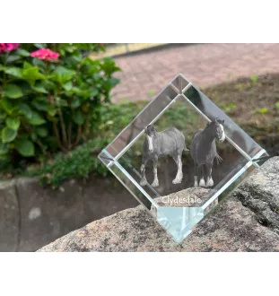 Clydesdale - un cube de cristal avec une photo de cheval, une photo de cheval dans le cristal, un presse-papiers cubique de la marque Art-Dog