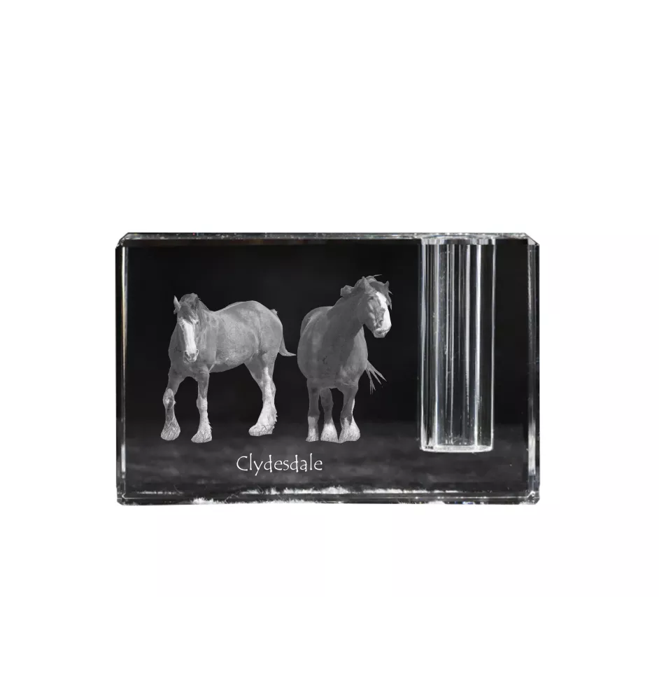 Clydesdale - Porte-stylos, organiseur en cristal avec image d'un cheval, décoration de bureau unique par la marque Art-Dog