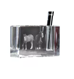 Clydesdale - Porte-stylos, organiseur en cristal avec image d'un cheval, décoration de bureau unique par la marque Art-Dog