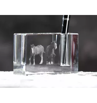 Clydesdale - Porte-stylos, organiseur en cristal avec image d'un cheval, décoration de bureau unique par la marque Art-Dog