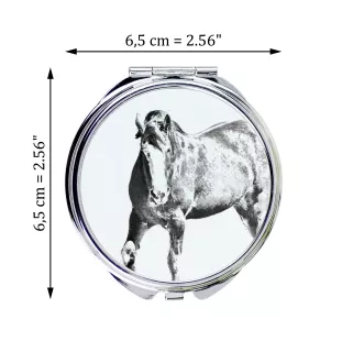 Clydesdale - pocket mirror with a horse, personalized mirror for a purse, compact mirror with Art-Dog brand print